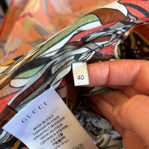 Gucci Fit And Flare Dress Womens 40 Small Floral Printed Belted Boho Designer - Picture 13 of 13